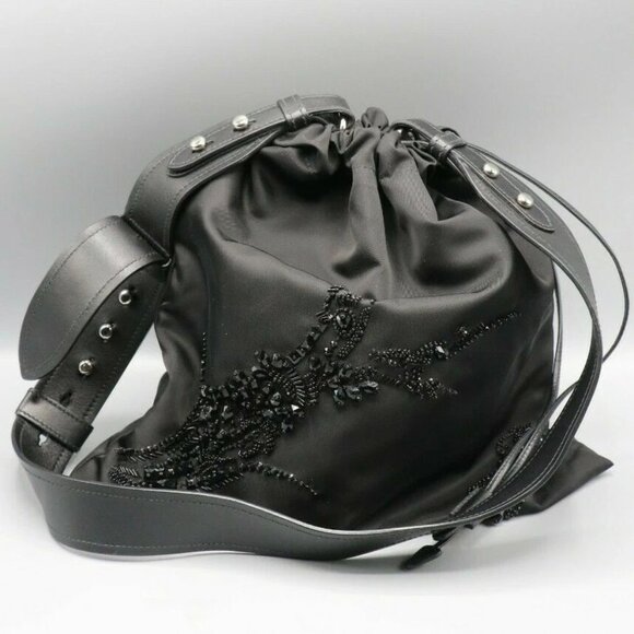 Prada Small Beaded Nylon Drawstring Pouch - Black - Picture 1 of 15